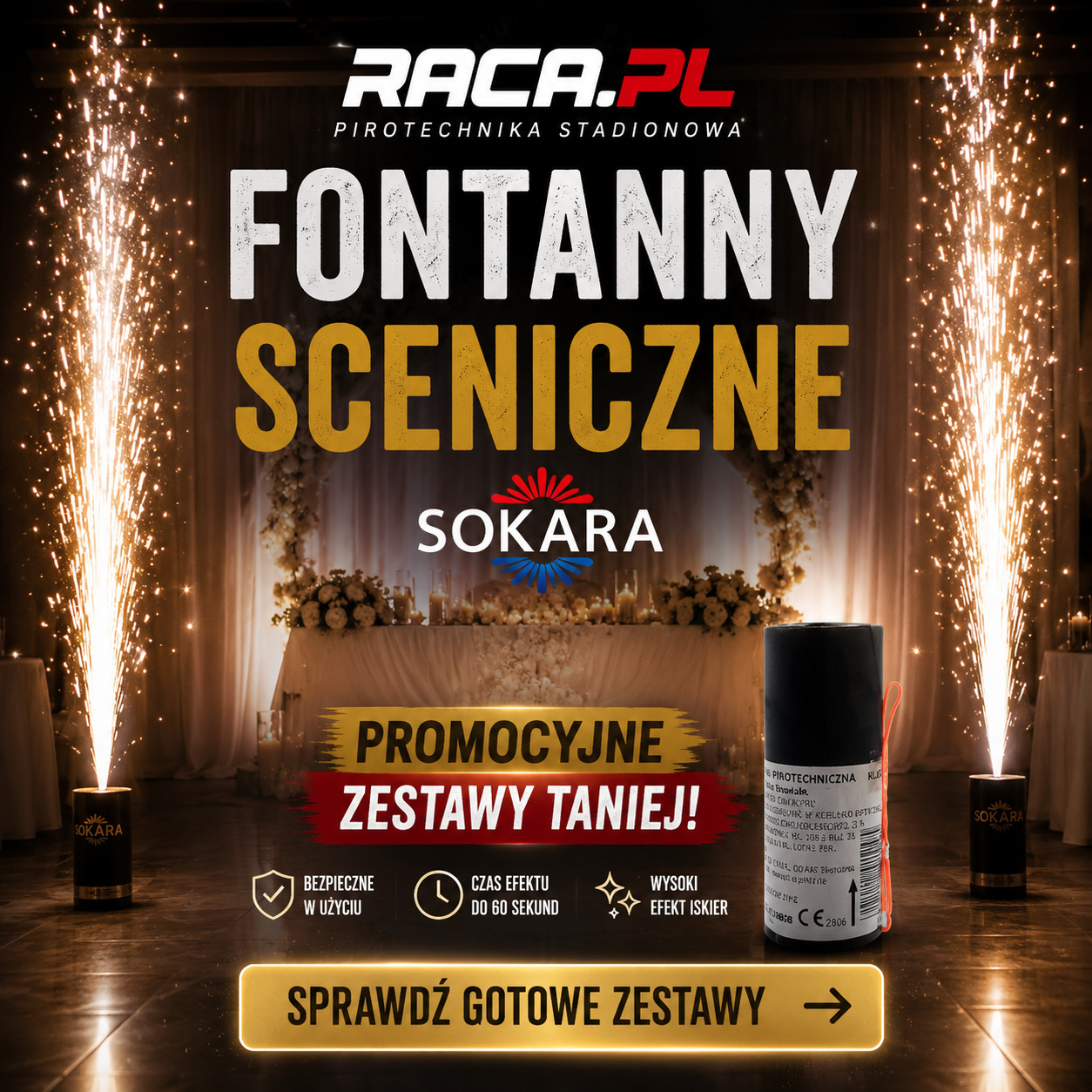 Fontanny sceniczne Sokara – promocyjne zestawy na wesele i eventy